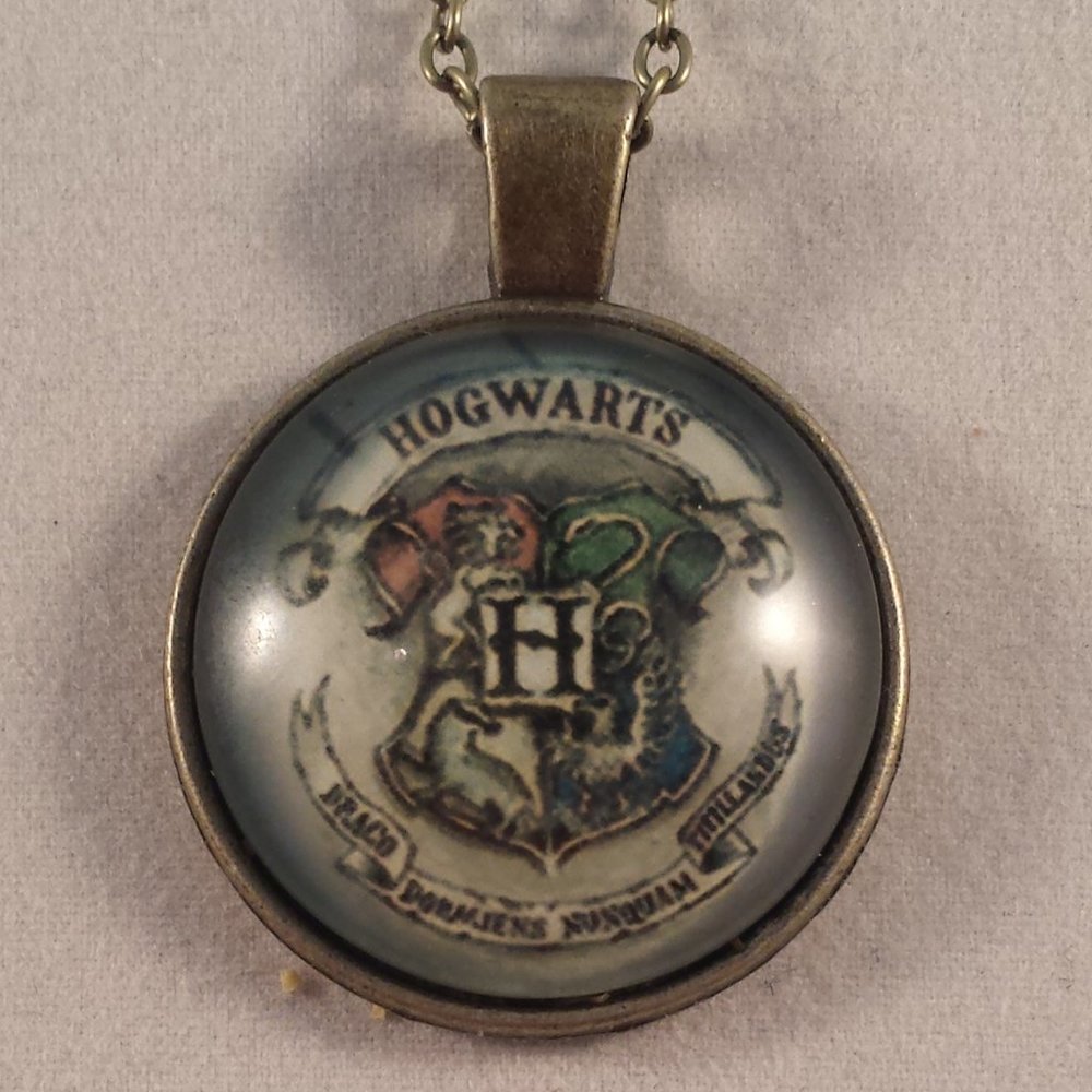 Bronze Harry Potter Hogwarts Cabochon Necklace!